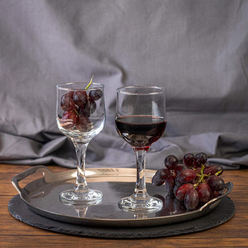 LAV Small Premium Wine Glasses Set of 6 - Clear 8 Oz White Wine Glasses, Tulip Shape Short Stem for Dinner Tables and