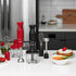 OVENTE Immersion Electric Hand Blender, 300 Watt Power with Stainless Steel Blades, Includes Whisk and Chopper, Red