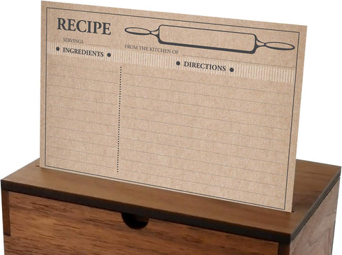 50 Farmhouse Rustic Recipe Cards 4x6, Double-Sided Kraft Design