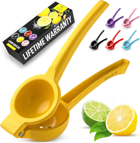 Zulay Kitchen Metal Lemon Squeezer - Handheld Citrus Juicer for Extracting the Most Juice Possible
