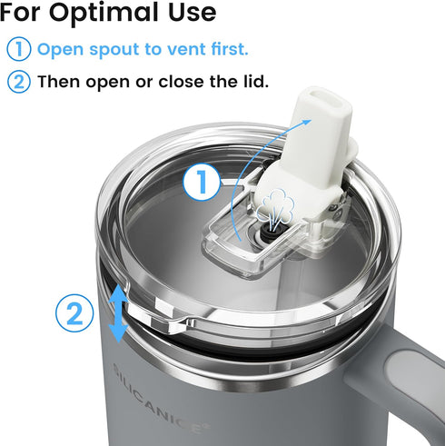 40oz 100% For Travel & Gym Never Drink from a Moldy Lid Again: Hygienic Tumbler, Leakproof Lid & Removable Foldable