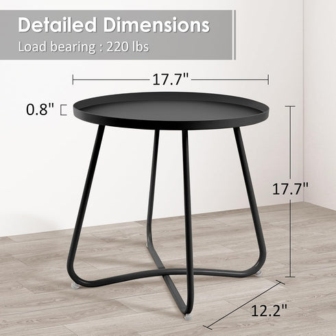 18-Inch Jerry & Maggie Metal Patio Table - Indoor/Outdoor Round Side Table with Adjustable Feet for Living Room