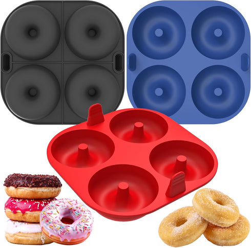 Webake Silicone Air Fryer Donut Pan, 4-Cavity Nonstick Donut Mold, Set of 3