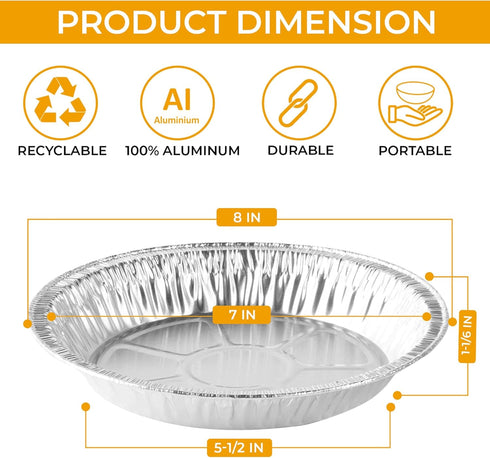 The Baker Celebrations Aluminum Foil Baking Pie Pans - 8 inch (Pack of 25)