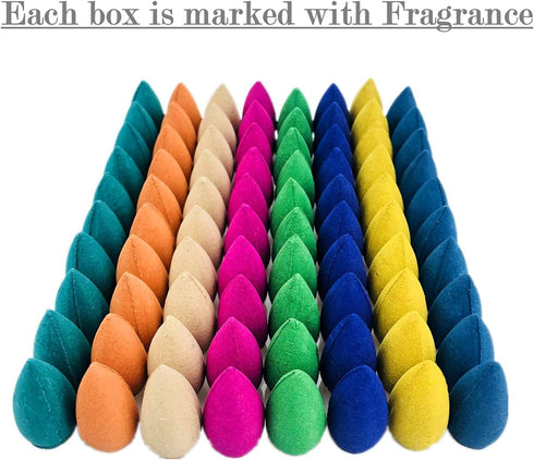 80 Pcs Backflow Incense Cones, 8 Mixed Natural Scents including Sandalwood, Rose, Green Tea, Lavender