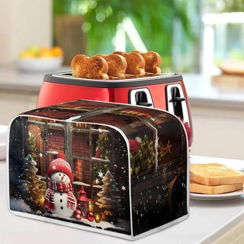 JEOCODY Christmas Snowman Toaster Cover - Fits Most Standard 2 Slice Toasters, Universal Size Dustproof Cover for Women