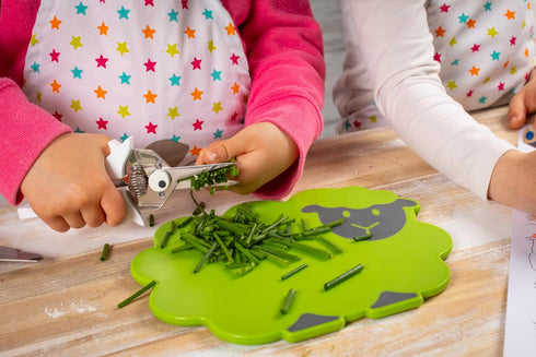 Kuhn Rikon Kinderkitchen Kids Cutting Board, Sheep, 9.8" x 9.1" x 4.3", Green | Child-Friendly Kitchen Tools For Real Cooking by KUHN RIKON