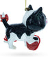 Playful Cat Blown Glass Christmas Ornament Entangled with Yarn Ball