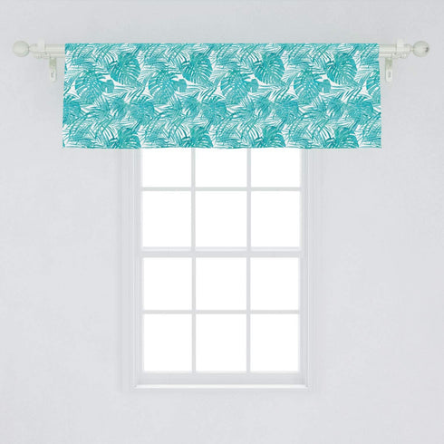Lunarable Pale Blue Window Valance, Tropical Summer Camouflage Pattern with Palm Tree Leaves, Curtain Valance for