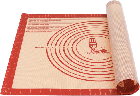 Extra Thick Silicone Pastry Mat, Large NonStick Baking Mat with Measurement for Kneading and Dough Rolling (16×24)