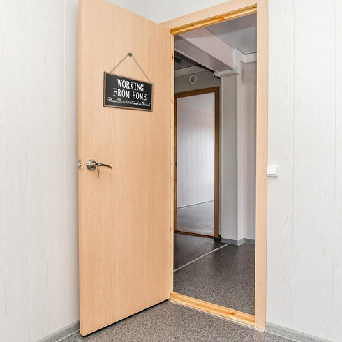Working from Home Wood Sign, Please Do Not Knock or Disturb Hanging Wood Plaque, Outdoor Decor Wooden Don't Disturb