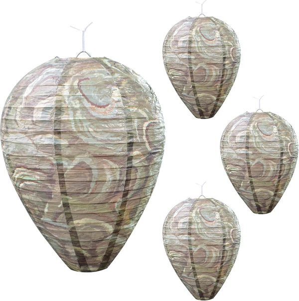 ZeeDix Hanging Paper Fake Wasp Nest Decoy, 4 Pack, Dark Color, 8.66"×11" for Outdoor, Home and Garden