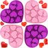 Patelai 4 Pieces Mixed Size Heart Molds - 40 Holes Silicone Molds for Valentine's Day Baking, Non-Stick (Pink, Purple)
