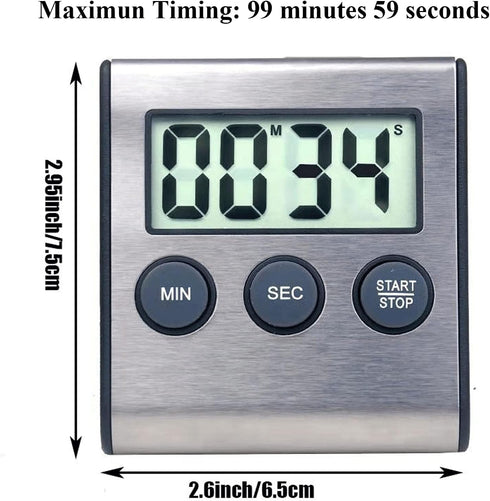 Kitchen Timer, Digital Kitchen Timer Magnetic Countdown Kitchen Timer with Loud Alarm Stainless Steel Timer for Kitchen Cooking, Baking,Sports Games by Kyzistn