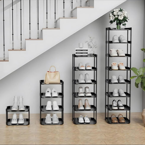 Altdnmaf 6 Tier Vertical Narrow Shoe Rack, Stackable Tall Skinny Shoerack, Compact Single Shoes Storage Tower for Slim
