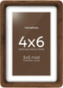 Homeforia 4x6 Picture Frame Brown Wood, Mortise & Tenon Dark Wooden 4