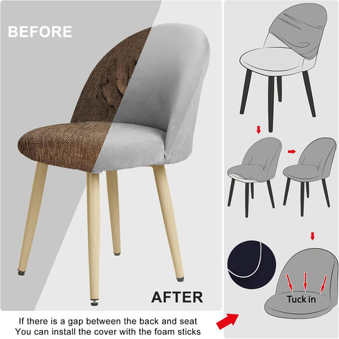 Leorate Dining Chair Cover Velvet Upholstered Side Dining Chair Cover Slipcover Curved Back Mid Century Modern Accent