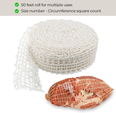 50ft 14, 4" The Sausage Maker Meat Netting Roll Size Elastic Butchers Twine Cooking String Food Net For Salami, Pork
