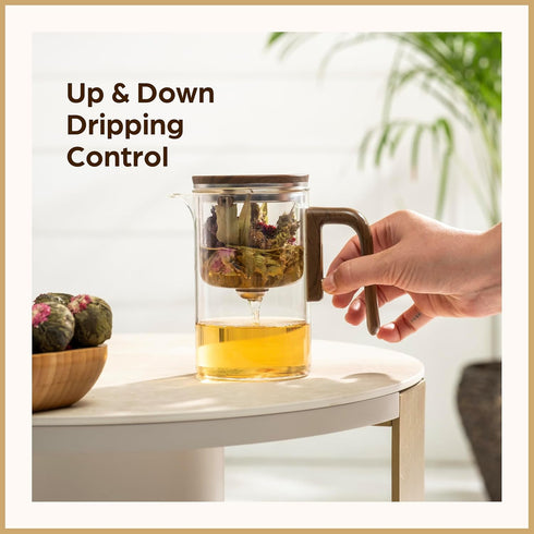 600 ML (20oz) Enchanti Tea Pot - Modern Glass Infuser Teapot - Water Separation Magic Teapot with Heat-Resistant Handle
