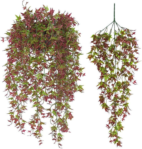 Artificial Hanging Vine, Sweet Potato Leaves Faux Ivy Garland, UV Resistant Plastic Plants for Indoor Outdoor