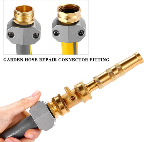 Zinc and Aluminum Male and Female Coupling, 2 Pack Garden Hose Repair Fitting, Fits 5/8-Inch and 3/4-Inch