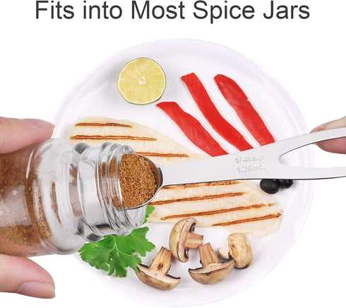 5pcs Heavy Duty Stainless Steel Measuring Spoon Set for Cooking and Baking, Fits in Spice Jar, 1/4 1/2 1 tsp, 1/2 1 tbsp