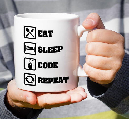 Retreez Funny Mug - 11 Oz Ceramic Coffee Mug for Programmers - Eat Sleep Code Repeat - Sarcastic Birthday Gifts