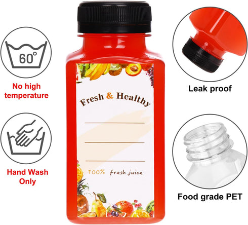 36pcs 8oz Moretoes Juice Bottles, Plastic Bottles with Lids, Reusable Clear Containers with Caps for Juicing, Smoothie