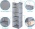 MAX Houser 5 Shelf Hanging Closet Organizer - Space Saver with (4) Side Pockets, Foldable, Light Grey