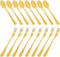 Set of 16 Gold 4 Inch Demitasse Espresso Spoons and 4.8 Inch Stainless Steel Forks for Dessert