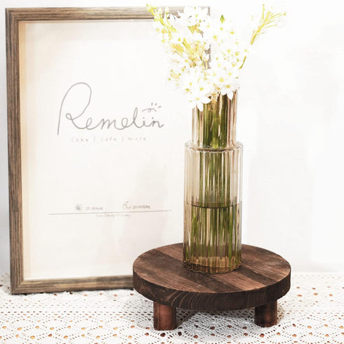 2pcs 8.46IN Yangbaga Wooden Stool Display Stand, Round Plant Stand Wood-Flower Pot Supports Plant for Indoor Outdoor