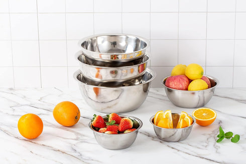 COOK WITH COLOR 6 Piece Stainless Steel Mixing Bowls Set, Nesting Prep and Mixing Bowls