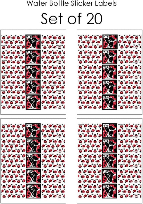 Big Dot of Happiness Happy Little Ladybug Water Bottle Sticker Labels, Set of 20 for Baby Shower or Birthday Party