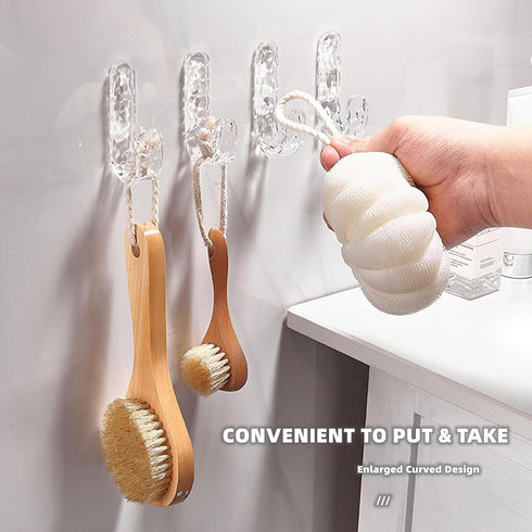 Self Adhesive Hooks, 8 Pcs Acrylic Wall Hooks for Bathroom Kitchen Office, Waterproof Utility Hook