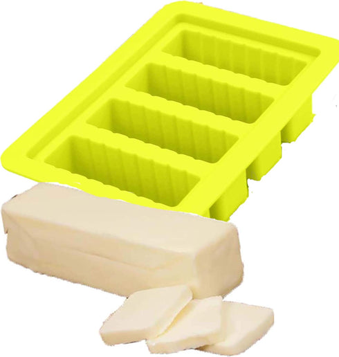 Butter Molds Large 4 Cavities Silicone Butter Mold - Pudding & Jello Shot Mold with Lid (Yellow)