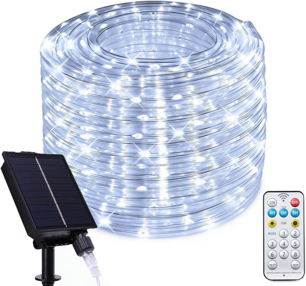 Vigdur 66FT Solar Rope Lights Outdoor - 200 LEDs Cool White Rope