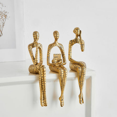 Octdays Gold Decor Thinker Statue, Abstract Art Sculpture Coffee Table & Bookshelf Decor Accents, Modern Living Room