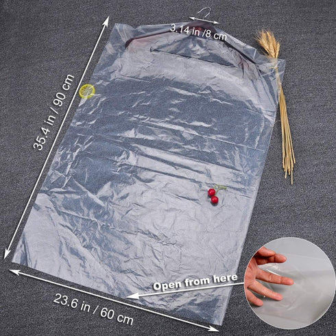 30 Pack Clear Plastic Clothes Covers, 35.4inch Dry Cleaning Dust Proof Garment Bags for Home Storage