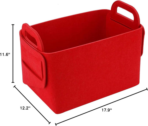 Storage Basket Felt Storage Bin, Collapsible Organizer with Carry Handles for Office, Bedroom, Nursery