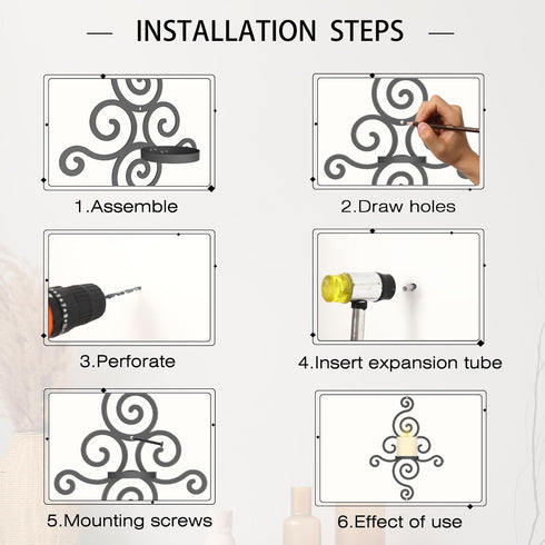 2 OYEFLY Pcs Metal Wall Candle Sconces,Black Elegant Swirling Wall Decorations (Black)