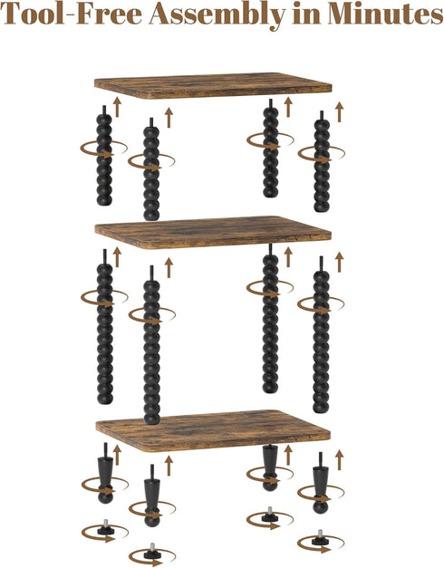 3-Tier Side Table, Small End Table, Nightstand with Storage Shelves, Sofa Table for Small Spaces for Living Room
