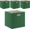 Grass Green Cube Storage Bins 11×11 Linen Foldable Box Set of 4, Large Capacity Collapsible Organization Basket for