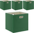 Grass Green Cube Storage Bins 11×11 Linen Foldable Box Set of 4, Large Capacity Collapsible Organization Basket for