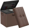 DocSafe Storage Ottoman Foot Rest Stool with Lock Handle, Fireproof Folding Leather