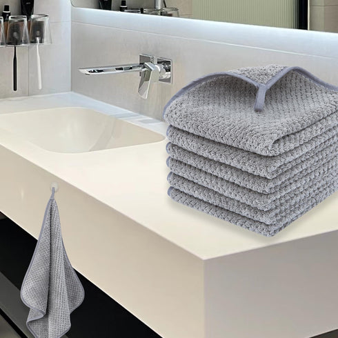 Set 13x13 Inch Set 6, MaopaoBeauty Washcloth for Bathroom - Quick Drying - Ultra Soft Microfiber Absorbent Towel