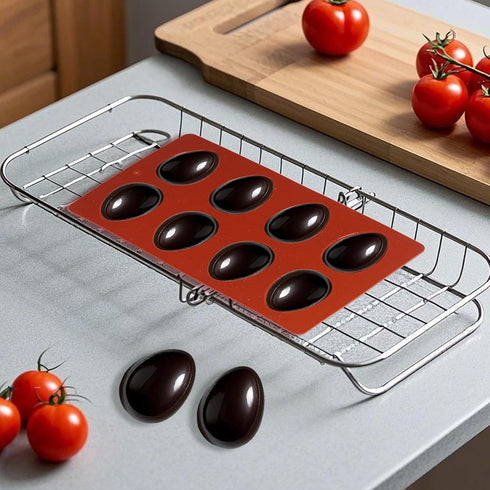 Haakong 8 Set 2 (2, Cavity Silicone Egg Molds of for Easter Silicone Egg Pan Baking Supplies for Cake Decorating