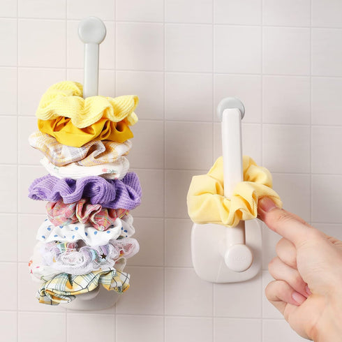 DIY Hair Accessories Organizer - Waterproof Adhesive Scrunchie Holder Wall Hooks for Scrunchies, Headbands, Hair Ties