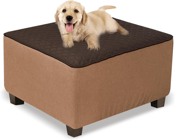 NeColorLife Square Ottoman Cover Waterproof Ottoman Slipcover Thick Storage Footrest Stool Covers