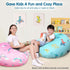 Lukeight Dinosaur Zipper Stuffed Animal Storage Bean Bag Chair Cover for Kids, Organizing Plush Toys (Dino Blue, Large)