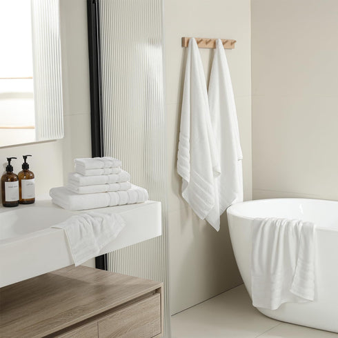QAJ 8-Piece Set, 100% Set (2 2 4 Bath Towels Cotton Thick Soft Highly Absorbent Durable, Quick Dry, Bathroom Towels